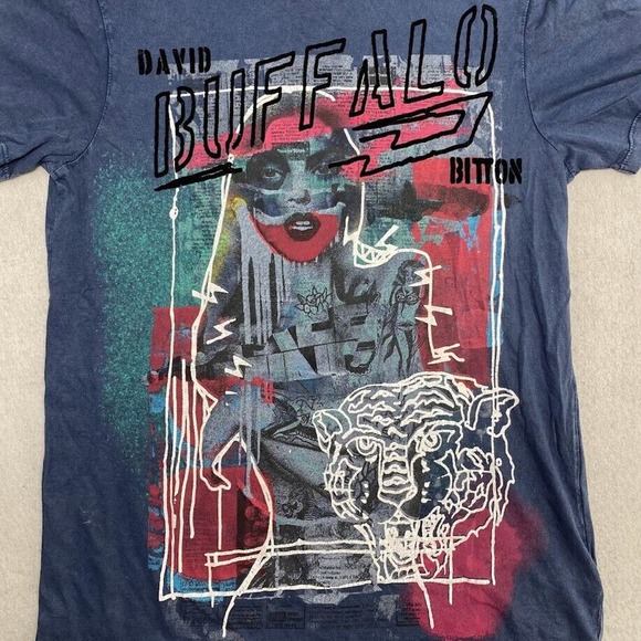 David Buffalo Bitton Graphic Tee Thrifted Vintage Style Size M - Picture 2 of 11